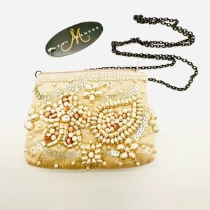 New MARY FRANCES Beaded Ivory Bag